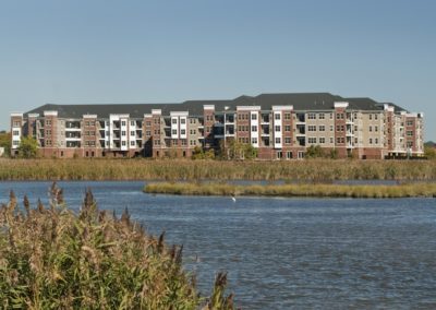 A waterfront view of The Station at Lyndhurst Apartments residential community.